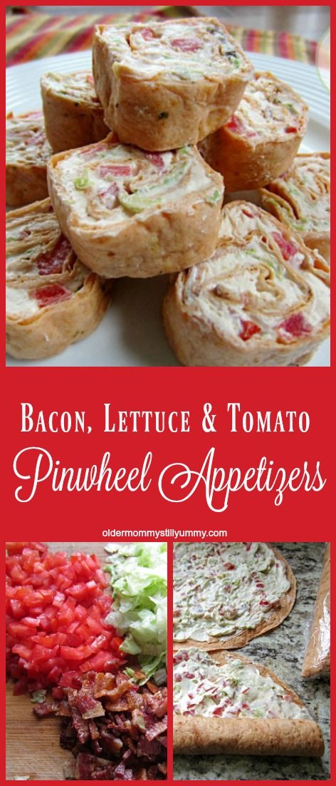 Pinwheel Appetizers Bacon Lettuce Tomato, Pinwheel Appetizers, Homemade Goodies, Pinwheel Recipes, Finger Food Appetizers, Chapati, Roll Ups, Samosa, Yummy Appetizers