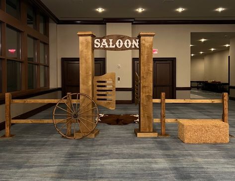 Saloon facade prop rental Saloon Party Decor, Cowboy Decorations Western Theme, Saloon Party, Western Props, Wild West Saloon, Hotel Room Decoration, Highboy Table, Flower Wall Rental, Balloon Tower