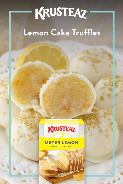 Recipes Using Krusteaz, Kris Jenner Lemon Cake Recipe, Best Lemon Drizzle Cake Recipe, Paradise Bakery Lemon Zester Cookies, Krusteaz Lemon Pound Cake Recipes, Krusteaz Recipes, Cake Truffles Recipe, Meyer Lemon Recipes, Lemon Pound Cake Recipe