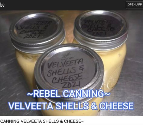 Velveeta Shells And Cheese, Velveeta Mac And Cheese, Canning Kitchen, Home Canning Recipes, Cheese Stuffed Shells, Canning Food Preservation, Canned Food Storage, Canned Meat, Pressure Canner