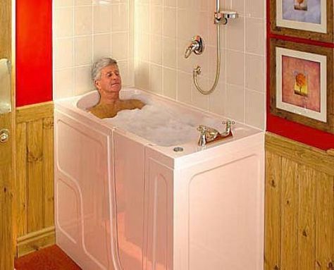 Walk in tubs, no slipping, just walk in.  #walkintubs #tubs www.bestnewbaths.com Small Bathtubs, Walk In Tub Shower, Tiny House Bathrooms, Small Bathtub, Refinish Bathtub, Bathroom Tub Shower, Walk In Bathtub, Walk In Tubs, Small Tub