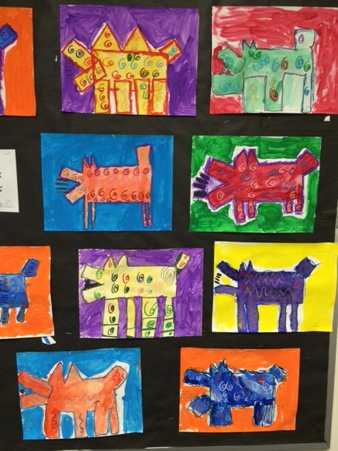 Keith Haring Art Projects Kindergarten, Dog Art Projects, Art Education Projects, Keith Haring Art, Spring Art Projects, Haring Art, Barking Dog, Art Education Lessons, Art Teaching