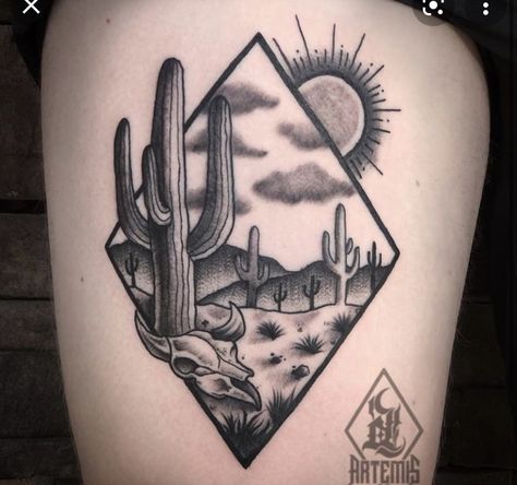 Desert Drawings, Scene Tattoos, Emily Tattoo, Arm Tattoos For Women Forearm, Cactus Tattoos, Tattoos Chest, Desert Tattoo, Arizona Tattoo, State Tattoos