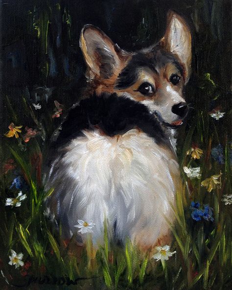 PRINT Pembroke Welsh Corgi Dog Art Oil by HangingtheMoonShelby Corgi Facts, Corgi Drawing, Portraits Pop Art, Cute Corgi Puppy, Pembroke Welsh Corgi Puppies, Corgi Art, Dog Prints, Corgi Pictures, Wall Art Funny