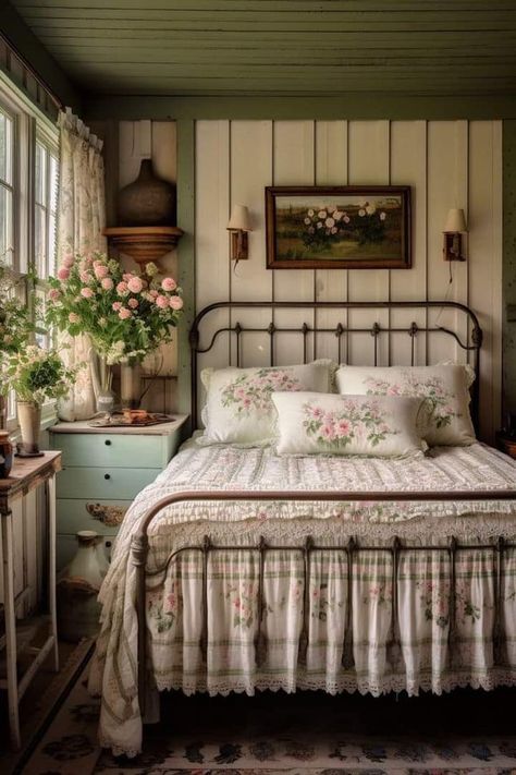 Cottagecore Bedrooms, Cottage Core Bedroom, Cottagecore Bedroom Ideas, Flowers Bedroom, Hygge Bedroom, Cottagecore Life, Cottagecore Bedroom, Ranch Decor, Farm Houses