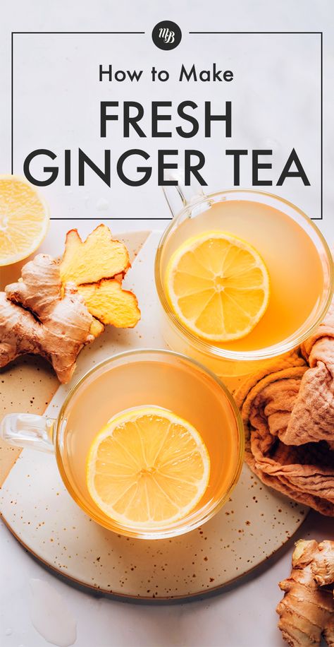 Our Fresh Ginger Tea is a WARM & soothing treat to enjoy every day of the week that's full of health benefits! It's gingery, SO fresh, and incredibly easy to make. The best part? It's totally customizable! Add in some fennel or cinnamon for added benefits and flavors. Fresh Ginger Tea, Healing Teas, Ginger Tea Recipe, Tea Remedies, Ginger Water, Cinnamon Tea, Fresh Turmeric, Ginger And Cinnamon, Healthy Teas