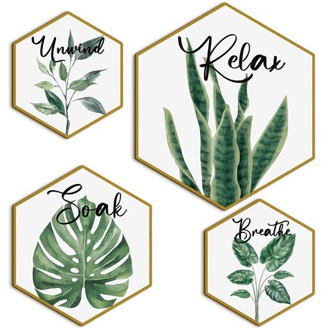 Natural Bathroom Decor Ideas, Gold And Green Room Decor, Boho Bathroom Wall Decor Ideas, Hawaiian Theme Bathroom, Mountain Bathroom Decor, Bathroom Wall Decor Ideas Farmhouse, Succulent Bathroom Theme, Sage Green Bathroom Decor Ideas, Green And Gold Bathroom Decor