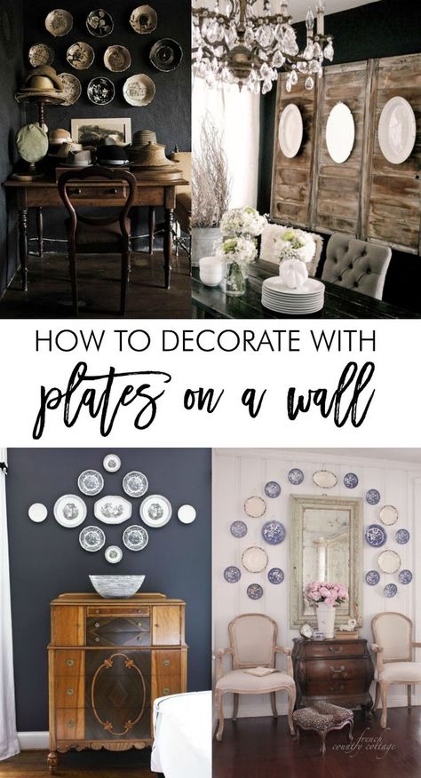 How to decorate with plates on a wall. Great tips on how to arrange and hang plates. Beautiful dish wall inspiration Plates On A Wall, Hang Plates On Wall, Plate Wall Display, Plates On The Wall, Plate Wall Decor, Plate Decor, Hanging Plates, Painted Wall, Beautiful Dishes