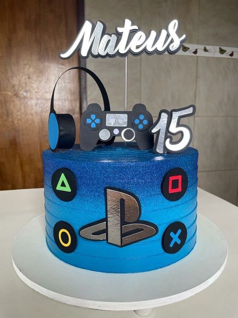 Game Cake Ideas, Gamer Birthday Cake, Ps4 Cake, Boys 18th Birthday Cake, Video Game Cake, Playstation Party, Playstation Cake, Game Cake, Video Game Cakes