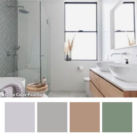 Grey Green White Colour Palette, Bathroom Palette, Tile Color Palette, Grey Bathroom Floor, Grey Toilet, Colorful Bathroom Tile, Accent Tiles, Grey Bathroom Tiles, Grey Floor