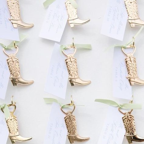 Blair Sims Events on Instagram: "Saddle up! 

@seanmarshall92 labor of love making the seating chart for us to hang these cutie boot escort card bottle openers!" Western Welcome Party, Head Over Boots, Wedding Table Name Cards, Wedding Cowboy Boots, Open Table, Table Name Cards, Wedding Table Names, Cowboy Wedding, Table Names