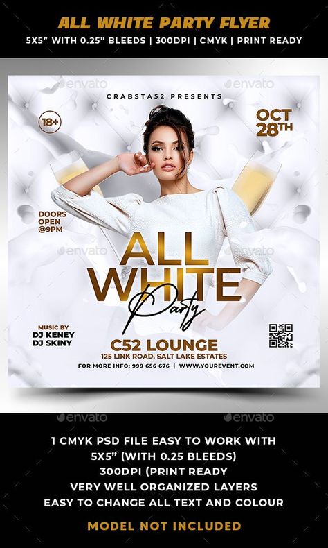 All White Party Flyer, Party Branding, Music Poster Ideas, Illustration Christmas, Events Ideas, All White Party, Psd Flyer, Flyer And Poster Design, Party Events