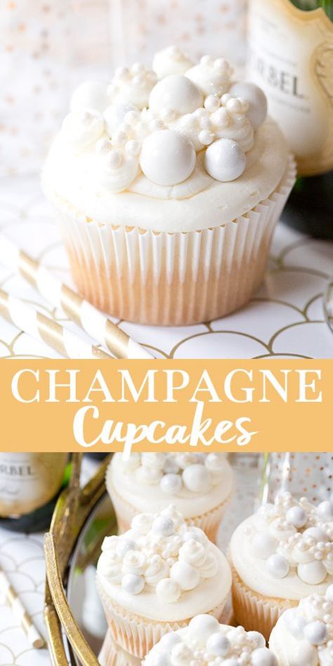 Nye Desserts, Champagne Frosting, Champagne Buttercream, New Years Eve Dessert, Champagne Cupcakes, New Year's Desserts, Champagne Cake, Sparkling Champagne, Boozy Desserts