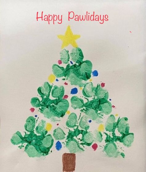 Dog Paw Print Craft, Dog Paw Art, Dog Paw Print Art, Paw Print Crafts, Puppy Crafts, Paw Print Art, Paw Painting, Paw Art, Print Christmas Card