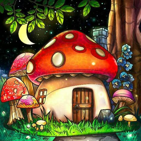 Fairy House Drawing, Gnome Quilt, Painting Mushroom, Mushroom Houses, Diy Art Crafts, House Canvas, Mushroom Paint, Whimsical Art Paintings, Resin Diamond