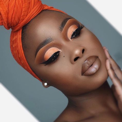 Brown And Orange Makeup Looks, Brown And Orange Eyeshadow, Orange Eyeshadow Looks, Woc Makeup, African American Makeup, Brown Girls Makeup, Orange Eyeshadow, Eyeshadow Ideas, Video Makeup