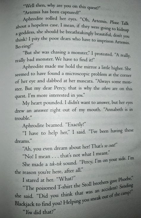 Percy and Aphrodite's conversation, Page 1. Percabeth Book Pages, Percy Jackson Book Pages, Percy Jackson Aphrodite, Aphrodite Percy Jackson, Pjo Books, Perseus Jackson, Percy Jackson Ships, Percy And Annabeth, Peter Johnson