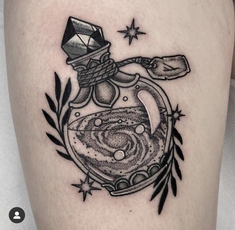 Flask Tattoo, Fehu Rune, Fingerprint Tattoos, Small Star Tattoos, Botanical Tattoos, Wrist Tattoo Designs, Unique Wrist Tattoos, Bottle Tattoo, Witch Tattoo