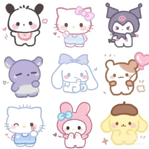 Sticker Album Diy, Pusheen Cute, Hello Kitty Baby, Cute Sanrio, Cute Easy Doodles, Kitty Drawing, Hello Kit, Hello Kitty Drawing, Sanrio Wallpaper