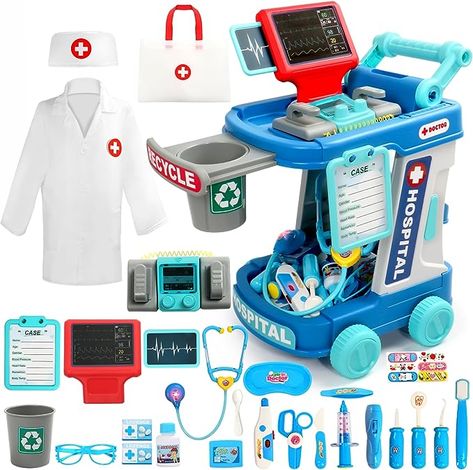 Doctor Kit for Toddlers 3-5 Pretend Play - 28 Pieces Dentist Vet Toys for 4 5 6 Year Old Girls Boy Dress Up Kids Toys Doctor Costume Cart Set Medical Kit for 2 3 + Year Old Halloween Girls Boy Gift#ad As an Amazon Associate I earn from qualifying purchases.