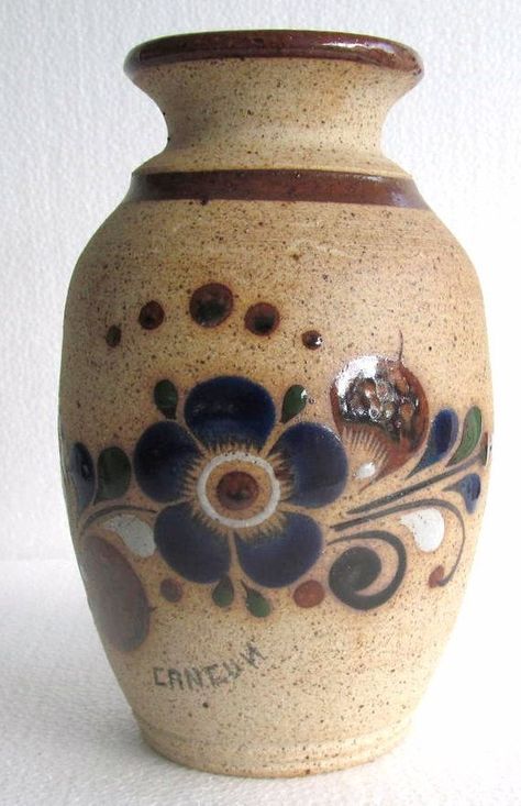 Tonala Handmade Ceramic Collectible Pottery Vase MEXICO by JC Pottery Vases Ideas Clay, Vase Pottery Painting, Art Deco Pottery, Ceramic Vases Handmade, Mexico Ceramics, Mexican Vases Pottery, Mayan Pottery Ceramics, Collectible Pottery Vase Tpg, Navajo Pottery Vase