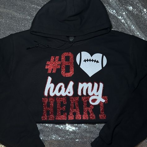 #8 has my heart 🖤🫶🏾❤️Custom Football Hoodie! 🏈 DM or TEXT (313)318-0114 to place an order📲| #jaicreativecollection🎀 #footballseason #basketball #basketballseason #custombasketball #custombasketballhoodie #basketballgirlfriend #detroitsmallbusiness #customhoodie #customphotohoodie #proudbasketballgirlfriend #supportdetroitblackbusinesses #southfieldbusiness #smalldetroitbusinesses #proudgirlfriend Basketball Girlfriend Hoodies, Basketball Gf Shirts, Basketball Shirt Ideas, Custom Basketball Hoodie, Basketball Gf, Gf Things, Football Girlfriend Shirts, Basketball Shirt Designs, Basketball Girlfriend