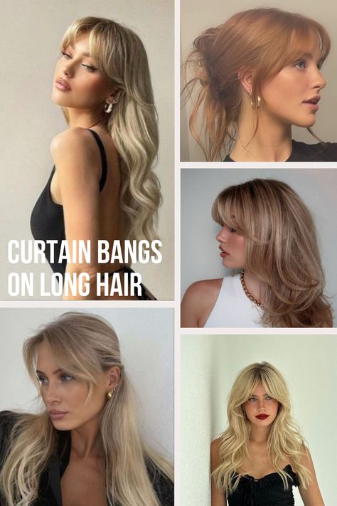 Magestic Trendy Free Hairstyle Ideas|hairstyles for thick hair|hairstyle trends Long Haircut With Short Layers, Elongated Curtain Bangs, Hair Cuts Long Hair Layers Bangs, Elegant Bangs Hairstyle, Long Hair Short Bangs Hairstyle, Summer Bangs Hair, Trending 2024 Haircuts, Thick Haircut Ideas, Face Framing Curtain Bangs Thick Hair