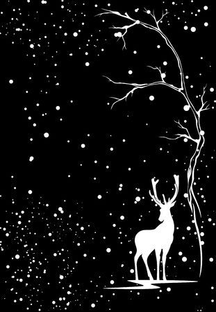 Illustration of winter season vector background with white deer under snowfall against black vector art, clipart and stock vectors. Image 68408108. Christmas Window Painting, Winter Window, White Deer, Christmas Chalkboard, Christmas Window Decorations, Winter Background, Holiday Background, Christmas Window, Window Art