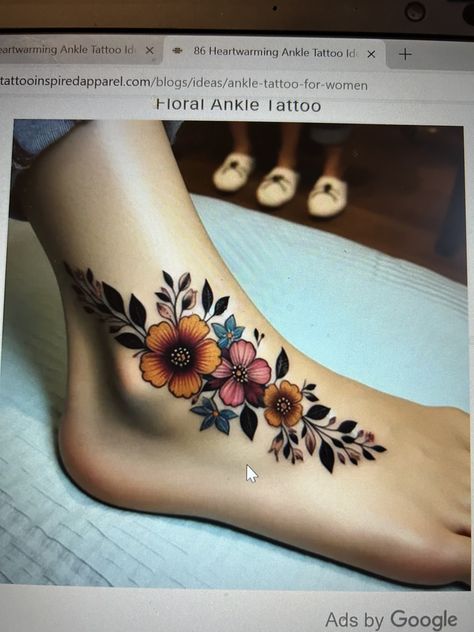 Flower Foot Tattoos For Women, Ankle Tattoo Cover Up Ideas, Ankle Tattoo Cover Up, Floral Foot Tattoo, Tattoo Cover Up Ideas, Cover Up Ideas, Foot Tattoos For Women, Tattoo Cover Up, Tattoo Cover