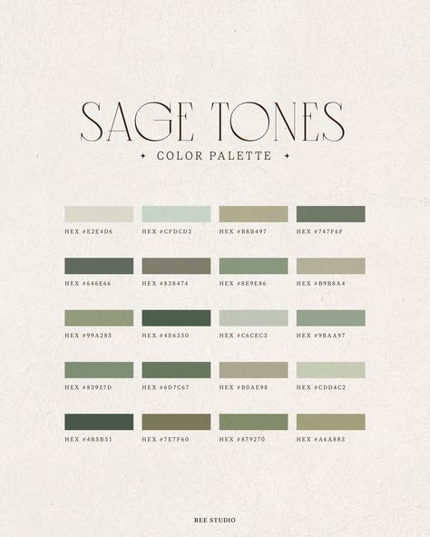 Aesthetic sage color palette Sage Color Palette, Green Branding, Pantone Palette, Hex Color Palette, House Color Palettes, Green Palette, Studio Branding, Color Pallete, Hex Color Codes