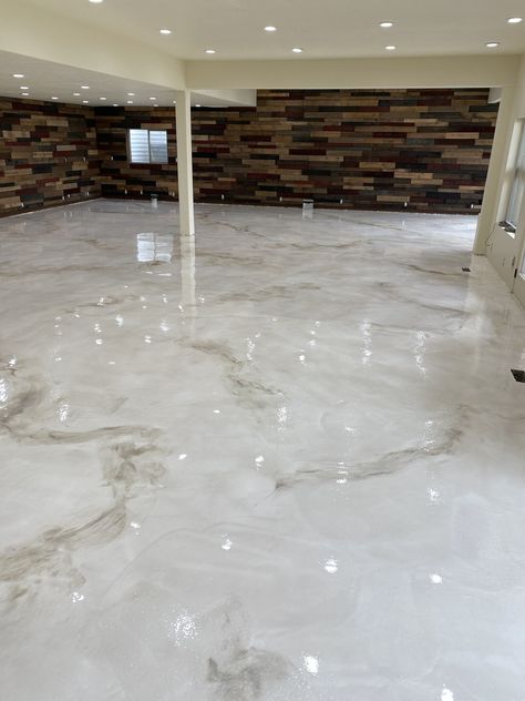 Concrete Coating Professionals in Lehi, Utah | Lifetime Epoxy Utah Concrete Floors Living Room, Epoxy Concrete Floor, Epoxy Floor Designs, Basement Guest Rooms, Lehi Utah, Spa Interior Design, Garage Floor Epoxy, Industrial Kitchen Design, Basement Bar Designs