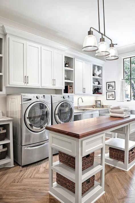 White Cabinets, Washer And Dryer, A Kitchen, Laundry Room, Washer, Wood, White, Design