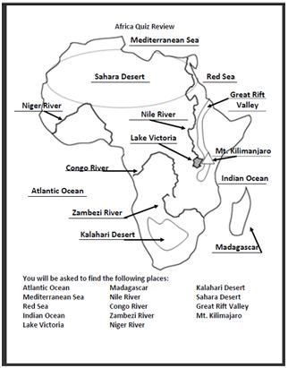 Africa Geography, Map Quiz, Ap Human Geography, Geography Worksheets, Geography Quiz, Geography For Kids, Geography Activities, Map Of Africa, 6th Grade Social Studies