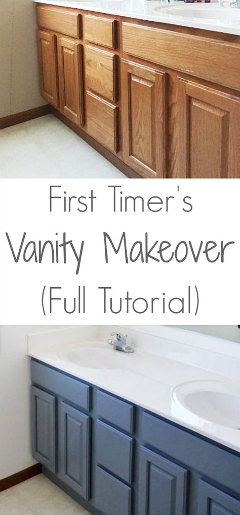 Painting A Vanity, Painted Vanity Bathroom, Vanity Makeover, Diy Bathroom Makeover, Bathroom Vanity Makeover, Bathroom Redo, Bath Room, Kids' Bathroom, Painting Cabinets