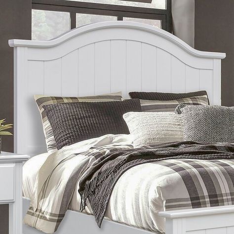 White Wood Headboard, Arched Headboard, White King, Solid Wood Bed, Wood Headboard, Panel Headboard, Bedroom Headboard, Wood Beds, White Paneling