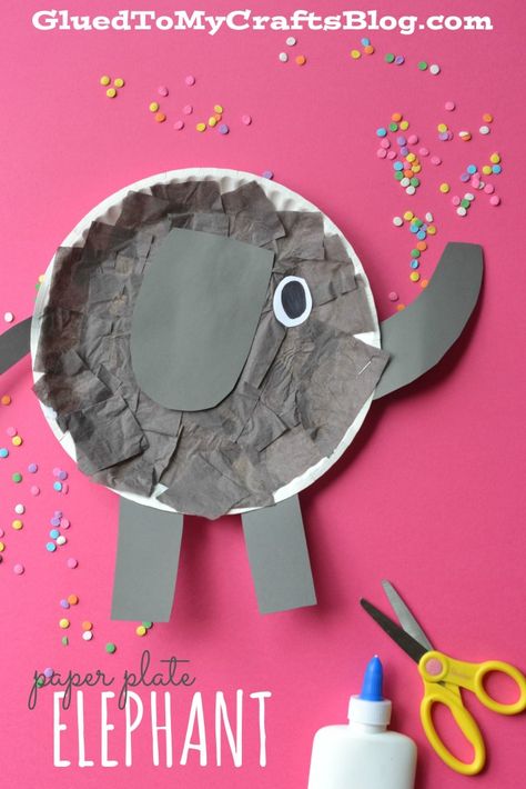 Elephant Craft, Paper Plate Art, Jungle Crafts, Zoo Crafts, Zoo Animal Crafts, Paper Plate Animals, Circus Crafts, Elephant Crafts, Paper Plate Crafts For Kids