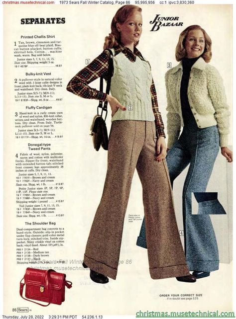 1973 Sears Fall Winter Catalog, Page 86 - Catalogs & Wishbooks 70s Fall Fashion, 70s Women Fashion, 1970 Fashion, Fashion Through The Decades, Seventies Style, 1970s Clothing, 1970 Dress, 70s Clothing, Fashion Ads