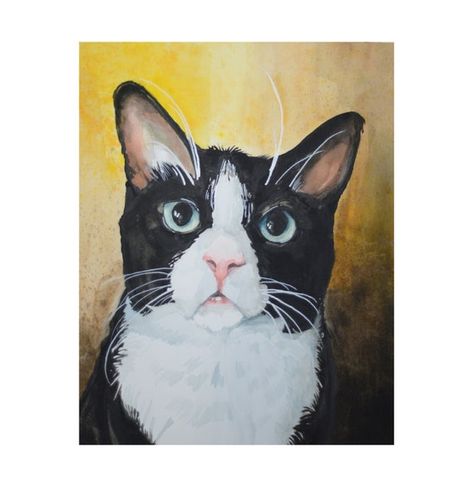 Tuxedo Cat Print of Watercolor Painting Pet Portrait Giclee - Etsy Black And White Tuxedo, Tuxedo Cats, Black And White Cat, White Tuxedo, Cute Black And White, Tuxedo Cat, Cat Painting, Love Painting, Custom Pet Portraits