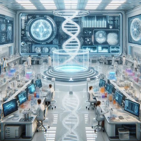 Futuristic Lab, Futuristic Computer, Sci Fi Aesthetic, Dna Art, Futuristic Tech, Future Technology Concept, Tech Lab, Laboratory Design, Backyard Layout