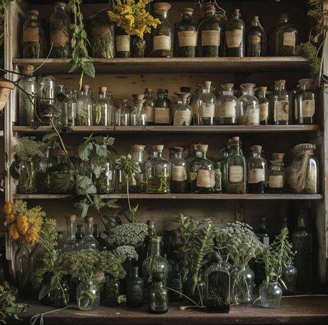 Potions Aesthetic Green, Green Witch Style, Herbals Aesthetic, Botanic Academia, Victorian Botanist Aesthetic, Hogwarts Herbology Aesthetic, Herbology Aesthetic, Herbal Apothecary Aesthetic, Potions Aesthetic