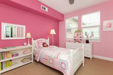 Bedroom Ideas With White Bed, White Bed Furniture, Pink Girls Bedroom Ideas, Pink Girls Bedroom, Pink Bedroom Walls, Girls Bedroom Colors, Yellow Bedroom Decor, Room Color Combination, Bedroom Stickers