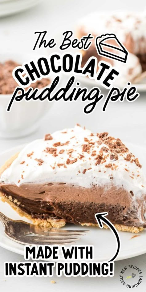 Chocolate Pudding Pie Recipe, Easy Chocolate Pie Recipe, Baked Chocolate Pudding, Pudding Pie Recipes, Chocolate Pudding Pie, Easy Chocolate Pie, Easy Chocolate Pudding, Chocolate Pudding Desserts, Chocolate Cream Pie Recipe