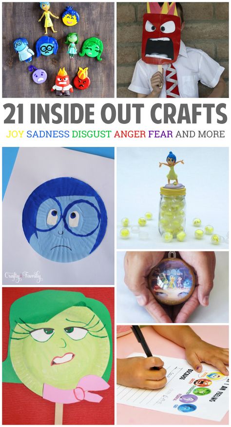 21 Inside Out Crafts & Activities Inside Out Crafts, Jan Stevens, Identifying Feelings, Inside Out Emotions, Movie Crafts, Movie Inside Out, Emotions Activities, Therapeutic Activities, Child Therapy