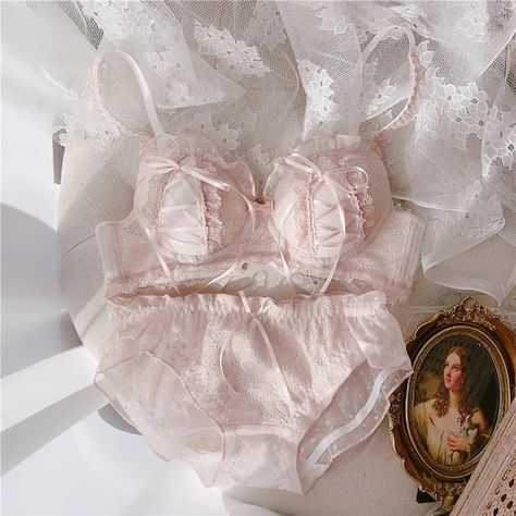 French Coquette, Coquette Lingerie, Pajamas Aesthetic, Coquette Kawaii, Dollette Coquette, Cotton Bras, Night Dress For Women, Pretty Lingerie, Bra And Panty Sets