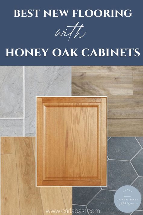 flooring-ideas-for-honey-oak-cabinets Flooring With Honey Oak Cabinets, Flooring With Oak Cabinets, Honey Oak Trim, Dark Oak Cabinets, Modern Kitchen Layout, Oak Bathroom Cabinets, Wood Flooring Options, Honey Oak Cabinets, 90s Home