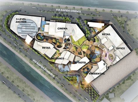 Mall Design Architecture Plan, Mall Design Architecture Exterior, Commercial Plaza Design, Mixed Use Commercial Building, Mixed Use Building Concept Architecture, Mall Plan, Mall Exterior, Mall Architecture, Commercial Building Plans