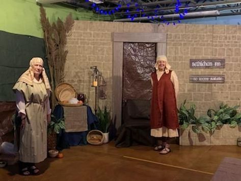 Bethlehem Inn, Church Stage Decor, Live Nativity, Drama Stage, Stage Decor, Christmas Program, Stage Props, Food Decor, Christmas Carnival