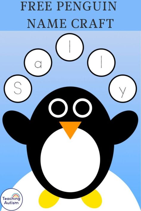 I’m so excited to share this free penguin name craft with you! I love doing a penguin theme in our classroom during winter.. And what could be cuter than a little penguin craft to go along with it!? P Is For Penguin Craft, Penguin Name Craft, Polar Animal Crafts Preschool, Penguin Printables Free, Winter Name Crafts Preschool, Penguin Activities For Toddlers, Penguin Art Preschool, Penguin Classroom Theme, Penguin Crafts For Kids