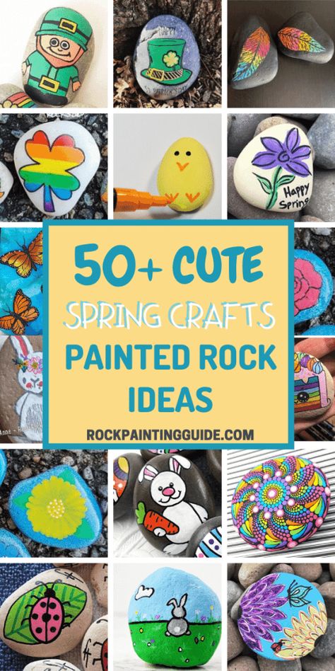 Easter Rock Painting Ideas, Easter Rock Painting, Rainbow Painting Ideas, Easy Spring Crafts, Lady Bug Painted Rocks, Painted Rock Ideas, Rock Painting Supplies, Rock Painting Tutorial, Stone Art Painting