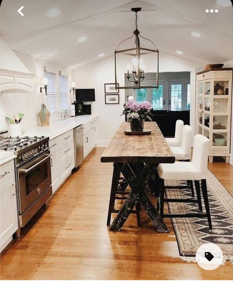 Small Kitchen Ideas Remodel Layout, Narrow Kitchen Island, Small Farmhouse Kitchen, Narrow Kitchen, Farmhouse Kitchen Island, Kitchen Island Decor, Modern Kitchen Island, Kitchen Island Design, Kitchen Remodeling Projects